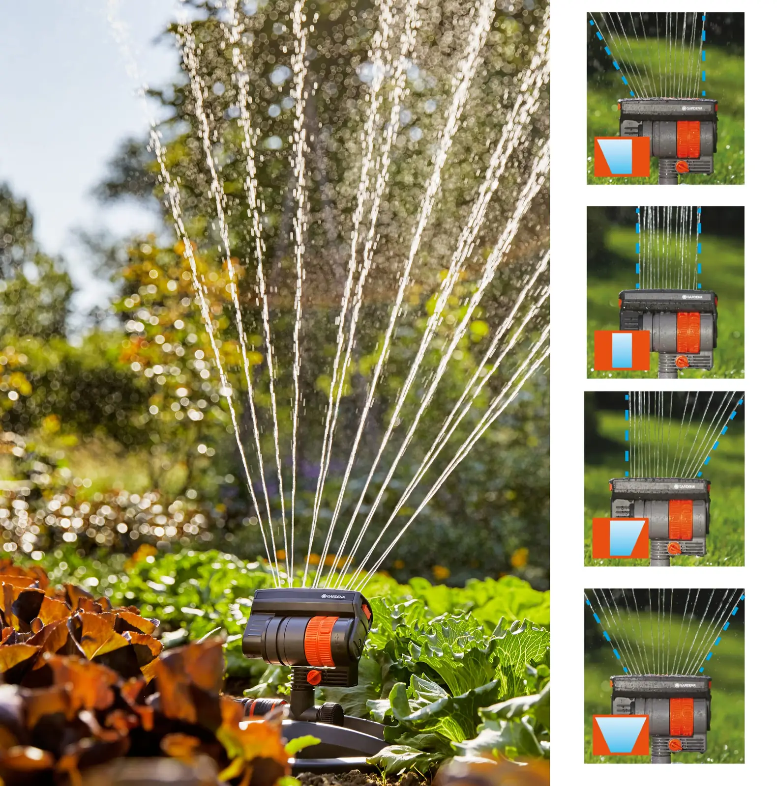 Püsisprinkler Gardena 38124 metallist tugijalaga maapinnal