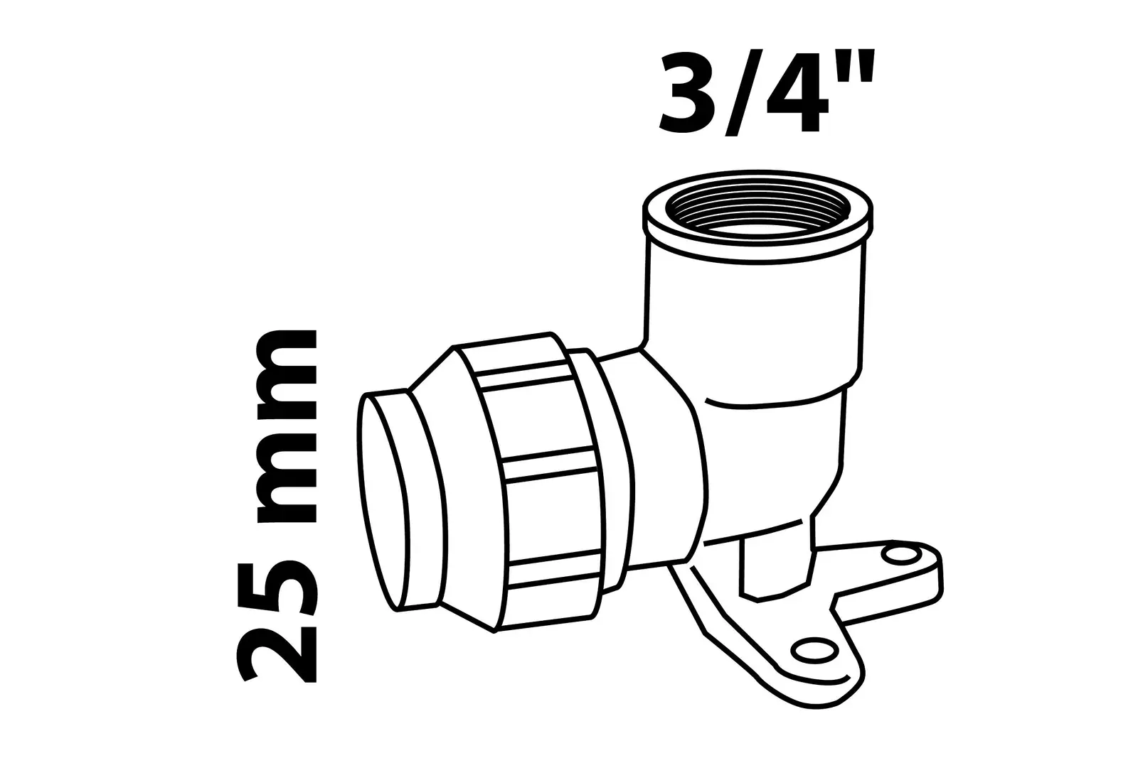 Seinaplaat 25 mm 3/4" sisekeere detailvaade