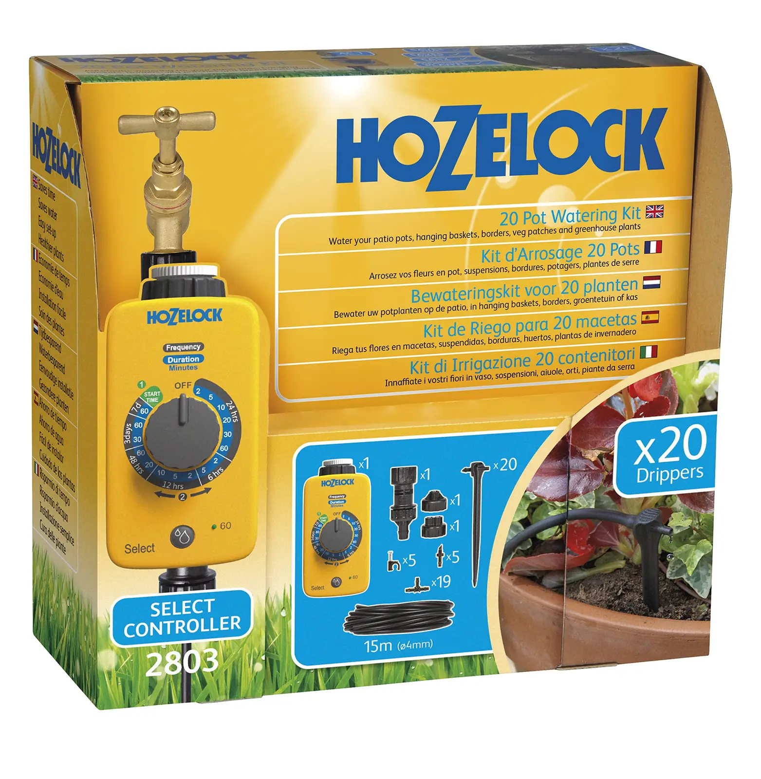 Hozelock automaatne tilkniisutuskomplekt külgvaates